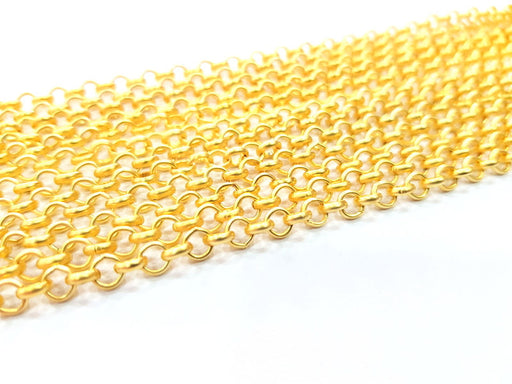 5 Meter - 16.5 Feet  (4 mm) Gold Plated  Rolo Chain , G9813