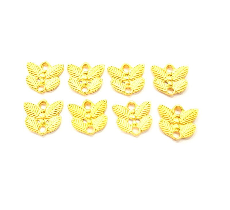 8 Leaf Charm Gold Charm Gold Plated Charms  (13x13mm)  G10273