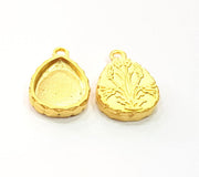 2 Gold Pendant Blank Base Setting Necklace Blank Resin Blank Mountings inlay Blank Gold Plated Blank ( 16x12mm blank ) G10277