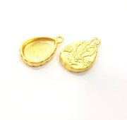 2 Gold Pendant Blank Base Setting Necklace Blank Resin Blank Mountings inlay Blank Gold Plated Blank ( 16x12mm blank ) G10277