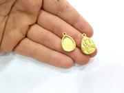2 Gold Pendant Blank Base Setting Necklace Blank Resin Blank Mountings inlay Blank Gold Plated Blank ( 16x12mm blank ) G10277