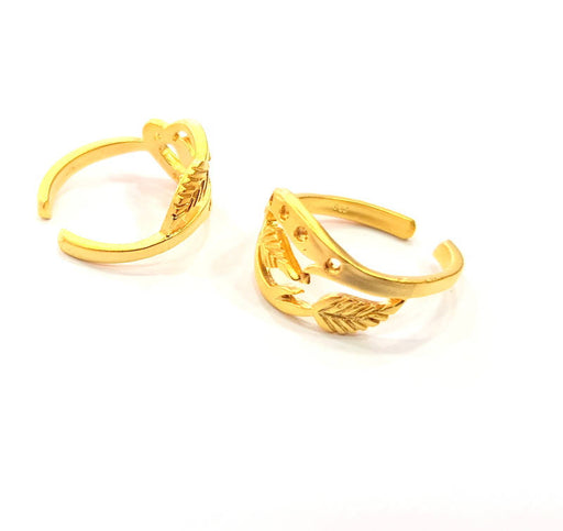 Gold Ring Blank Ring Settings Ring Bezel Base Cabochon Mountings Adjustable  (2mm blank ) Gold Plated Brass G10281