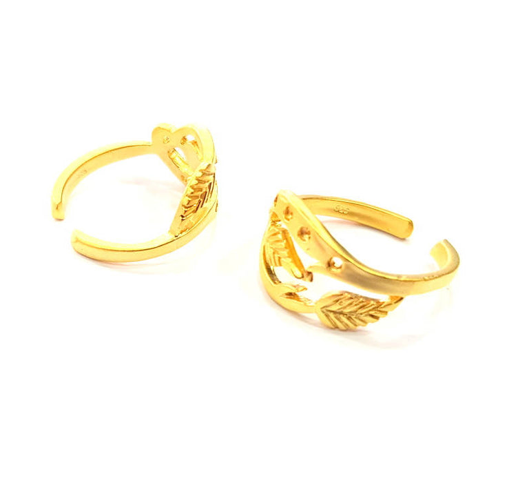 Gold Ring Blank Ring Settings Ring Bezel Base Cabochon Mountings Adjustable  (2mm blank ) Gold Plated Brass G10281
