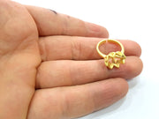 Gold Ring Blank Ring Settings Ring Bezel Base Cabochon Mountings Adjustable  (10mm blank ) Gold Plated Brass G10282