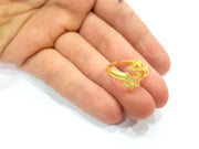Gold Ring Blank Ring Settings Ring Bezel Base Cabochon Mountings Adjustable  (2mm blank ) Gold Plated Brass G10285