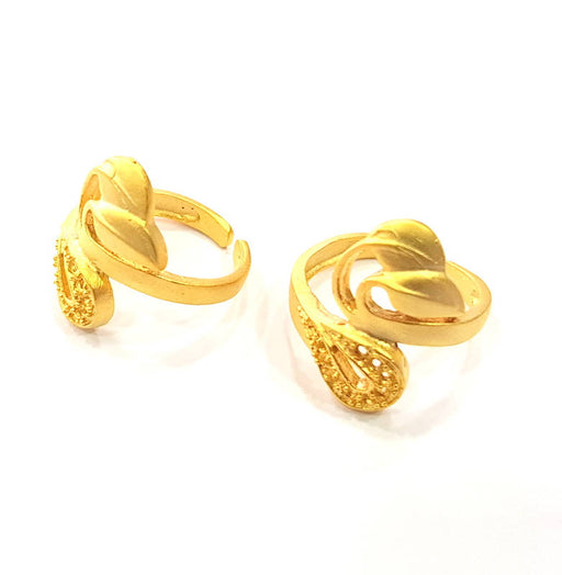 Gold Ring Blank Ring Settings Ring Bezel Base Cabochon Mountings Adjustable  (2mm blank ) Gold Plated Brass G10286