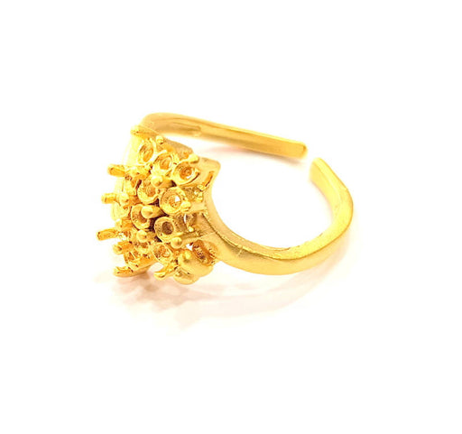 Gold Ring Blank Ring Settings Ring Bezel Base Cabochon Mountings Adjustable  (2mm blank ) Gold Plated Brass G10288