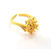 Gold Ring Blank Ring Settings Ring Bezel Base Cabochon Mountings Adjustable  (2mm blank ) Gold Plated Brass G10288