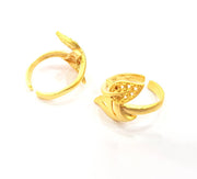 Gold Ring Blank Ring Settings Ring Bezel Base Cabochon Mountings Adjustable  (2mm blank ) Gold Plated Brass G10290