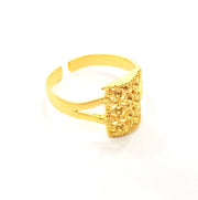 Gold Ring Blank Ring Settings Ring Bezel Base Cabochon Mountings Adjustable  (2mm blank ) Gold Plated Brass G10289