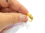 Gold Ring Blank Ring Settings Ring Bezel Base Cabochon Mountings Adjustable  (4mm and 3mm blank ) Gold Plated Brass G10295