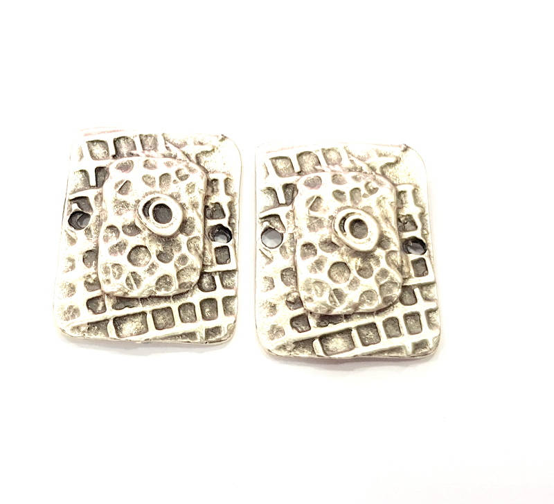 2 Silver Charms Antique Silver Plated Charms (26x20mm) G10297