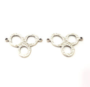 8 Three Ringed Charms Antique Silver Plated Charms (32x21mm) G10298