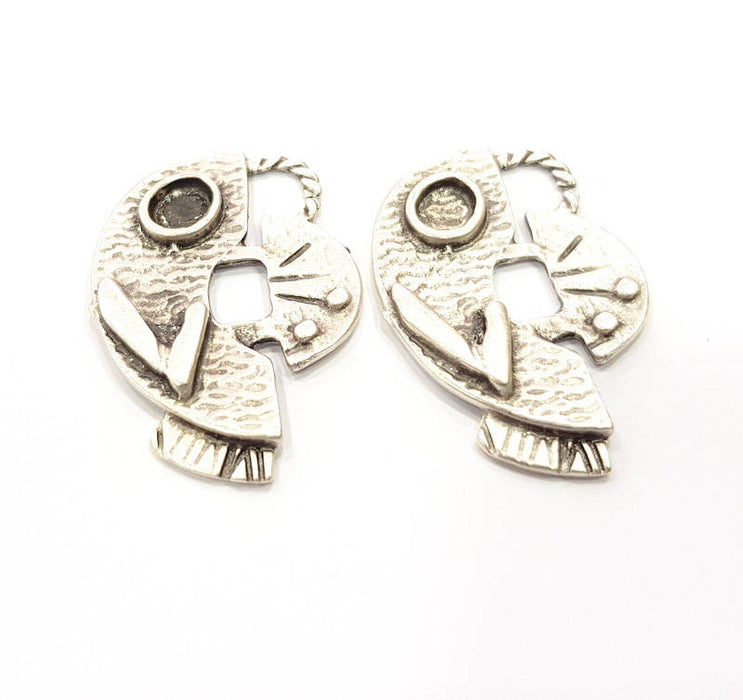 2 Silver Charms Antique Silver Plated Charms (40x27mm) G10309