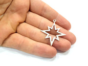 6 Star Charms Antique Silver Plated Charms (37x34mm) G10312