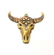 Ox Head Skull Pendant Antique Bronze Plated Pendant (57x56mm) G9311