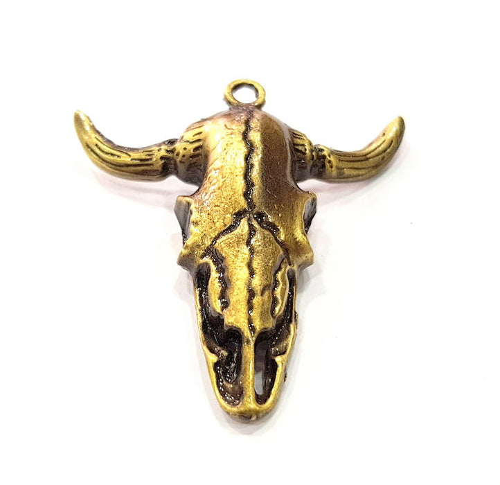 Ox Head Skull Pendant Antique Bronze Plated Pendant (54x51mm) G9312