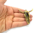 Ox Head Skull Pendant Antique Bronze Plated Pendant (54x51mm) G9312