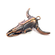 Copper Ox Head Skull Pendant  Antique Copper Plated Pendant (54x51mm)  G9313