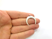 4 Crescent Charm Silver Moon Charm Antique Silver Plated Pendants  (28mm)  G9340