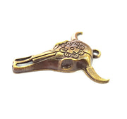2 Ox Head Skull Pendant Antique Bronze Plated Pendant (41x35mm) G9341