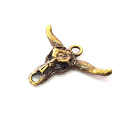 4 Ox Head Skull Pendant Antique Bronze Plated Pendant (36x27mm) G9343