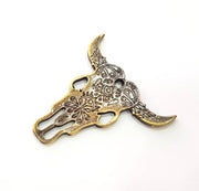 Ox Head Skull Pendant Antique Bronze Plated Pendant (47x47mm) G9346