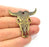 Ox Head Skull Pendant Antique Bronze Plated Pendant (47x47mm) G9346