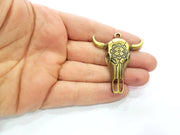 Ox Head Skull Pendant Antique Bronze Plated Pendant (52x45mm) G9348