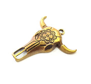 Ox Head Skull Pendant Antique Bronze Plated Pendant (52x45mm) G9348