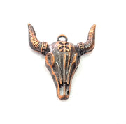 2 Copper Ox Head Skull Pendant Antique Copper Plated Pendant (46x37mm)  G9352