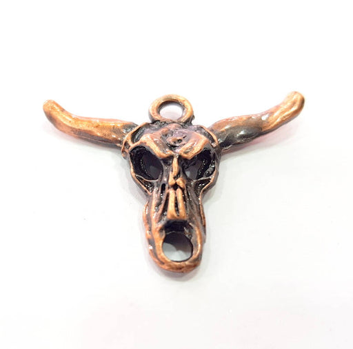 4 Copper Ox Head Skull Pendant Antique Copper Plated Pendant (36x27mm)  G9354