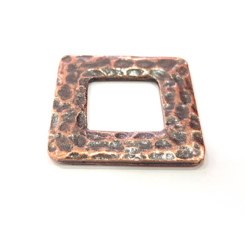 2 Copper Square Pendant Antique Copper Connector Antique Copper Plated Pendant (31mm) G9364