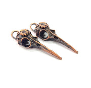 4 Copper Bird Skull Charm Antique Copper Plated Pendant (38x17mm)  G15622