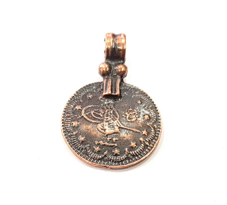 4 Antique Copper Ottoman Signature Charm Antique Copper Plated Charm (33x21mm) G9371
