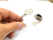 Silver Bracelet Blanks Bangle Blanks Cuff Blanks Adjustable Hammered Bracelet Blank Antique Silver Plated Brass ( 12mm Blanks ) G9372