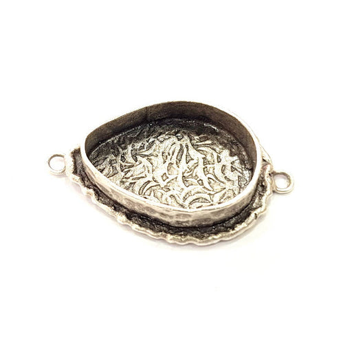 Silver Pendant Blank Connector Mosaic Base Blank inlay Blank Necklace Blank Resin Blank Antique Silver Plated Brass ( 25x18mm blank )  G9380