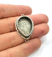 Silver Pendant Blank Connector Mosaic Base Blank inlay Blank Necklace Blank Resin Blank Antique Silver Plated Brass ( 25x18mm blank )  G9380