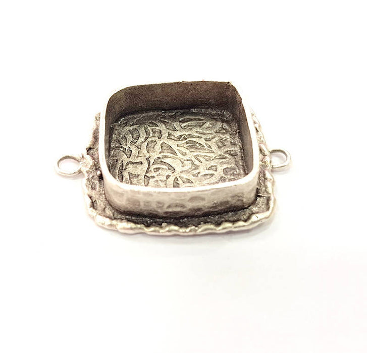 Silver Pendant Blank Connector Mosaic Base Blank inlay Blank Necklace Blank Resin Blank Antique Silver Plated Brass ( 18x18mm blank )  G9381