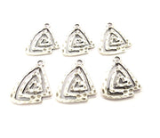 8 Triangle Charms Antique Silver Plated Metal Charms (27x20mm) G14435
