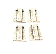 4 Hammered Charms Antique Silver Plated Metal Charms (18x15mm) G10334