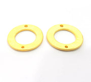 4 Circle Connector Charm Gold Plated Metal Charms  (23mm)  G10349