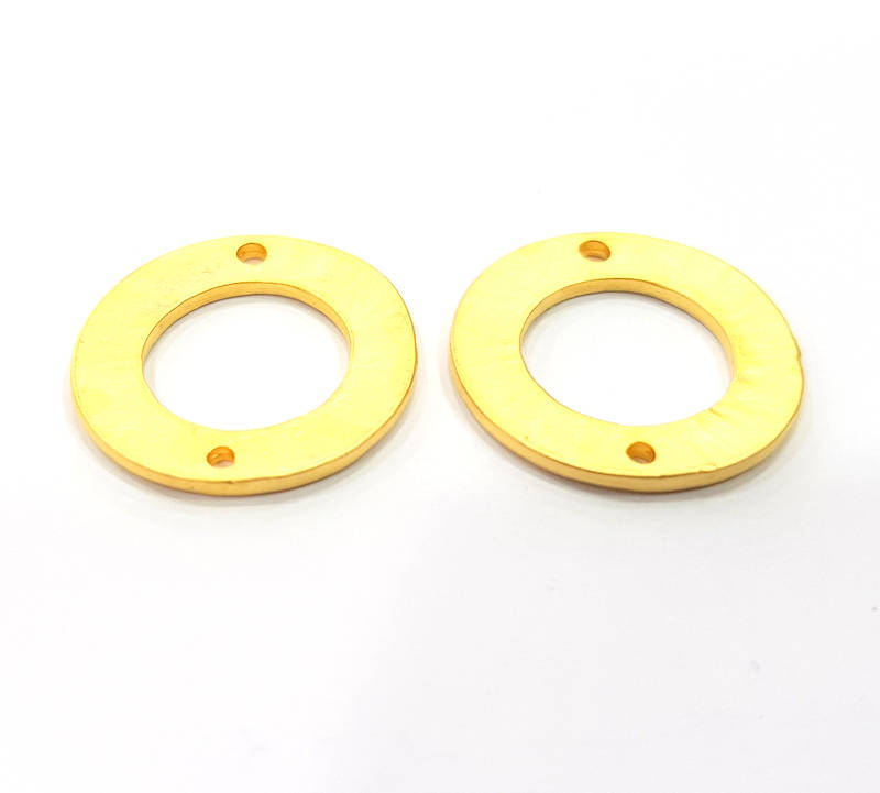 4 Circle Connector Charm Gold Plated Metal Charms  (23mm)  G10349