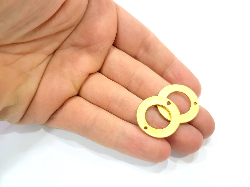 4 Circle Connector Charm Gold Plated Metal Charms  (23mm)  G10349
