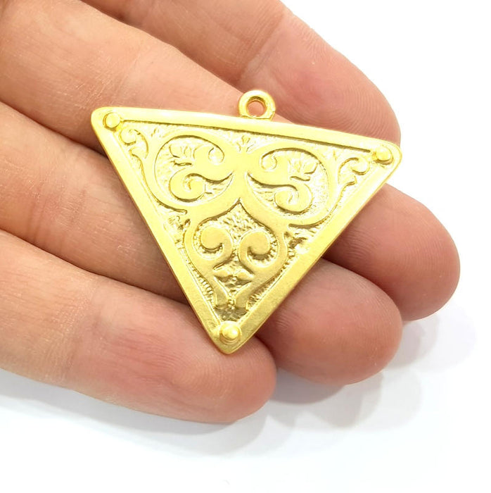 Patternet Triangle Pendant Gold Plated Metal Pendant (44x38mm)  G10350