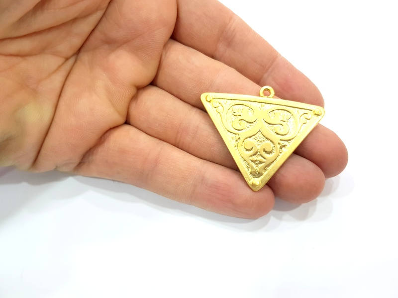 Patternet Triangle Pendant Gold Plated Metal Pendant (44x38mm)  G10350