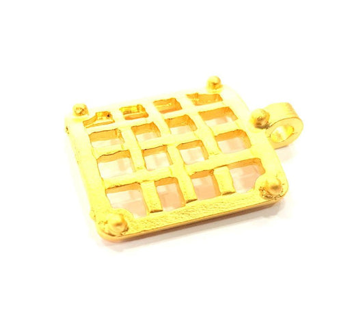 2 Square Charms Gold Plated Metal Charms  (36x21mm)  G10353