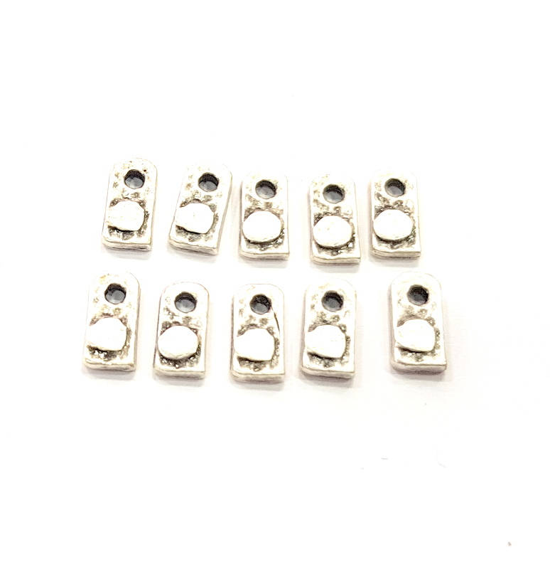 20 Zipper Handle Charms Antique Silver Plated Metal Charms (10x5mm) G10354