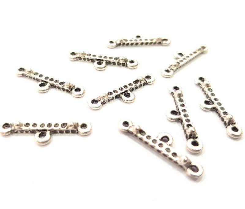 10 End Bar Antique Silver Plated Metal Findings (22x2mm) G10357