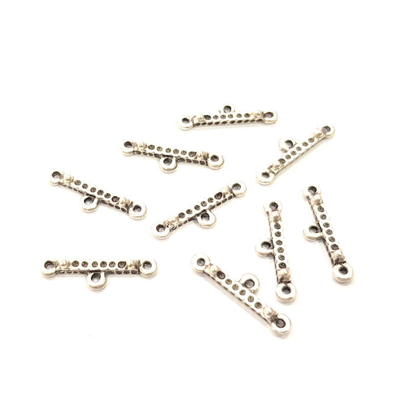 10 End Bar Antique Silver Plated Metal Findings (22x2mm) G10357
